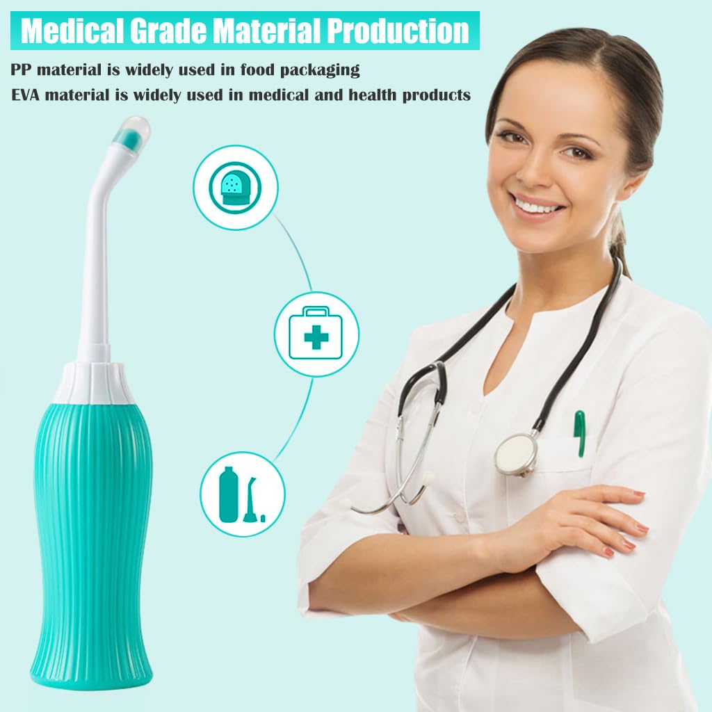 HANNEA 450ml Portable Retractable Travel Bidet with Bag/2 Nozzles for Toilet Handheld Postpartum Perineal Cleansing Childbirth Cleaner - for Outdoor,Camping,Personal Hygiene (Green) HANNEA 450ml Portable Retractable Travel Bidet with Bag/2 Nozzles for Toilet Handheld Postpartum Perineal Cleansing Childbirth Cleaner - for Outdoor,Camping,Personal Hygiene (Green)